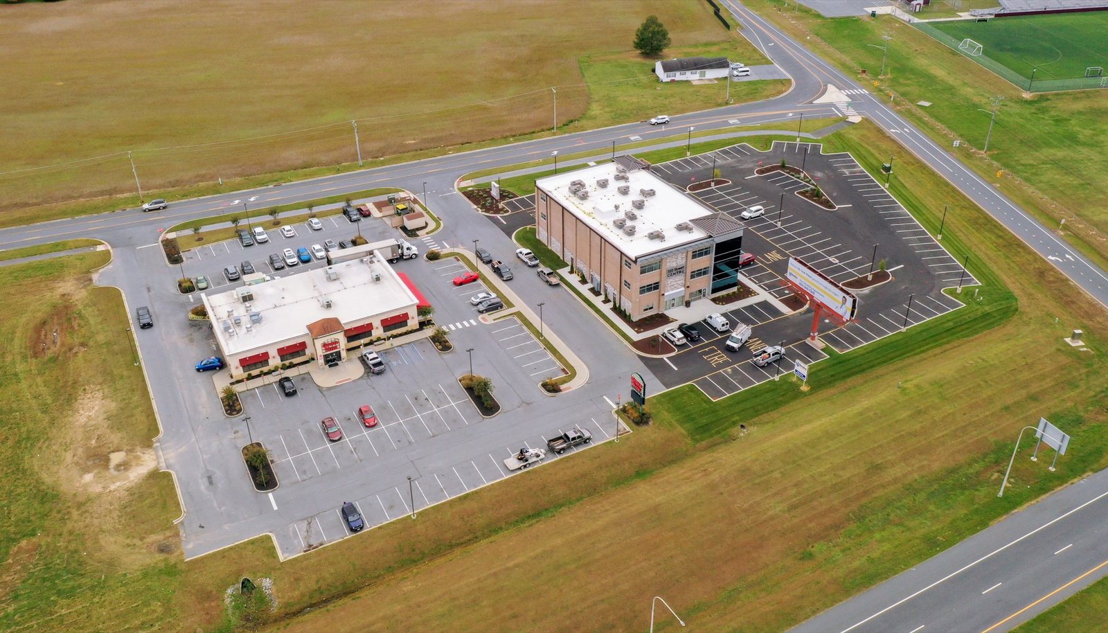 Aerial view of Silicato's Route One development corridor in Milford, Delaware